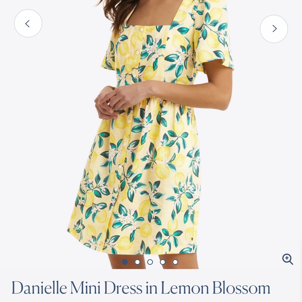 Draper James Yellow Lemon-Print Mini Dress- no belt